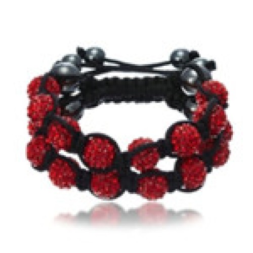 Fashion crystal double rows bracelet 10mm red